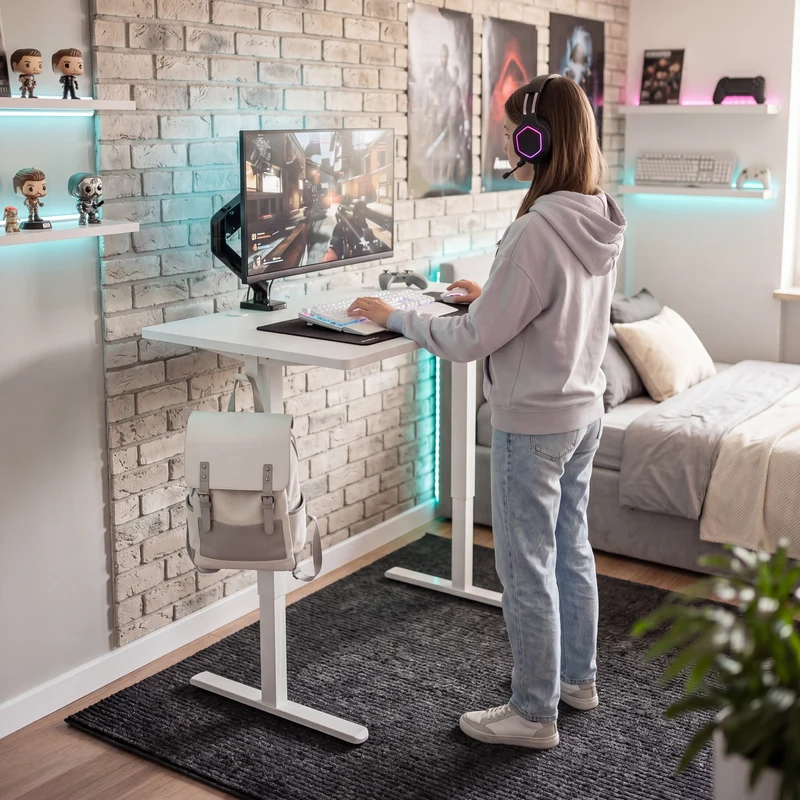 Elektrisch höhenverstellbarer Schreibtisch auf Rollen Huzaro Hero 7.8 White