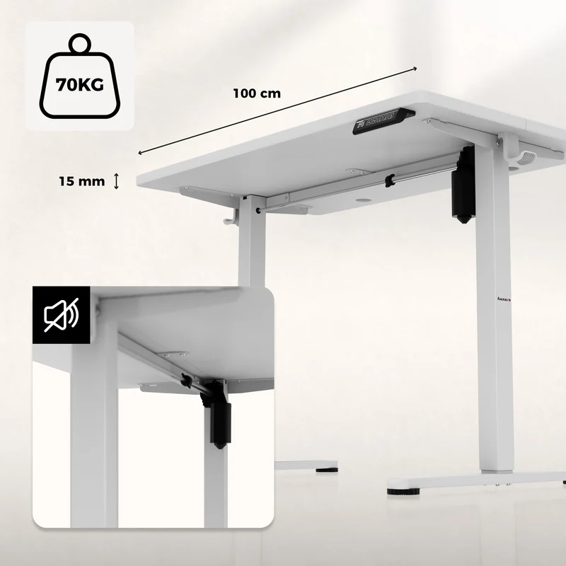 Elektrisch höhenverstellbarer Schreibtisch auf Rollen Huzaro Hero 7.8 White