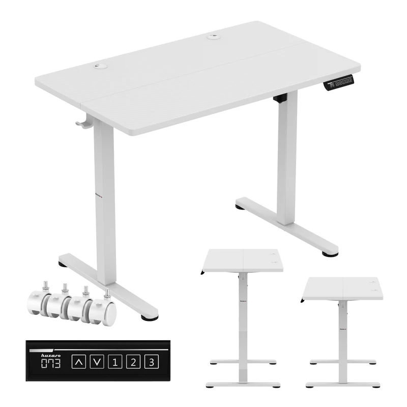 Elektrisch höhenverstellbarer Schreibtisch auf Rollen Huzaro Hero 7.8 White