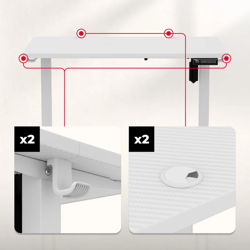 Elektrisch höhenverstellbarer Schreibtisch auf Rollen Huzaro Hero 7.8 White