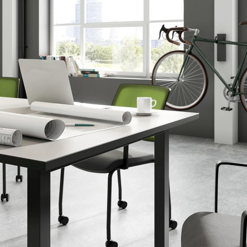 Höhenverstellbarer Schreibtisch fm Catro / Besprechungstisch 4-Fuß bis 90cm Breite | bis 118 cm Höhe | bis 200 cm Länge