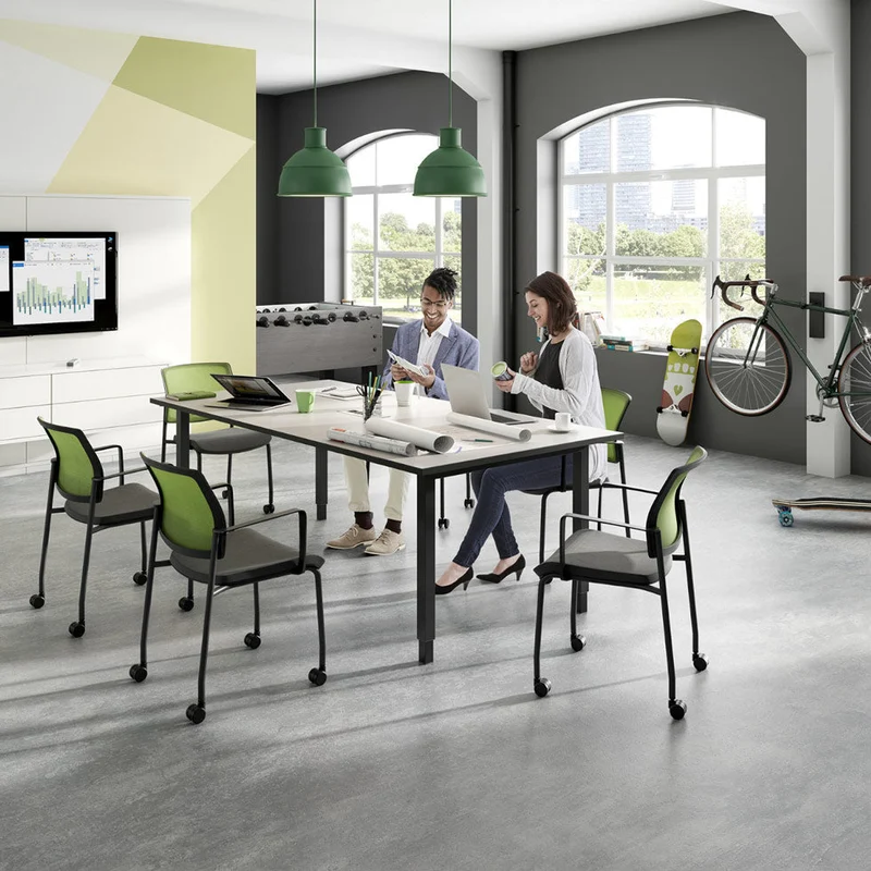Höhenverstellbarer Schreibtisch fm Catro / Besprechungstisch 4-Fuß bis 90cm Breite | bis 118 cm Höhe | bis 200 cm Länge