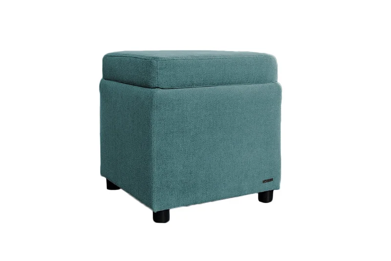 KAWOLA Hocker mit Stauraum IDA Stoff petrol