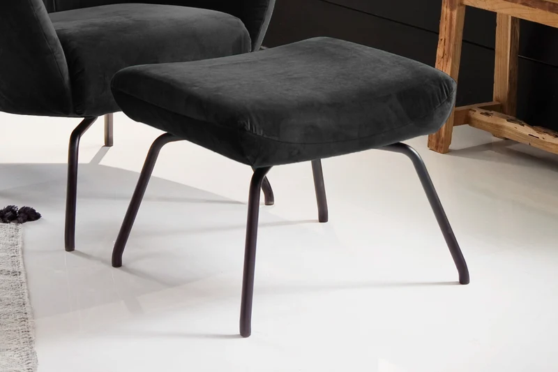 KAWOLA Hocker LOTTE Polsterhocker velvet schwarz