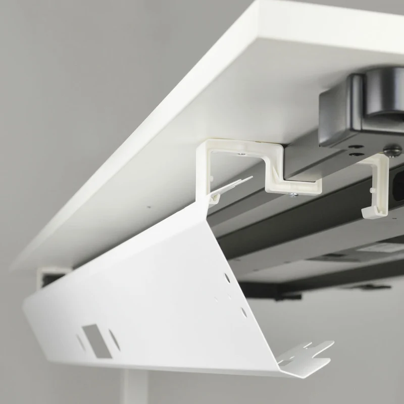 Kabelkanal Kabelwanne für Schreibtisch abklappbar - Weiß / Schwarz / Silber