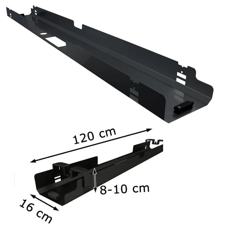 Kabelkanal Kabelwanne für Schreibtisch abklappbar - Weiß / Schwarz / Silber