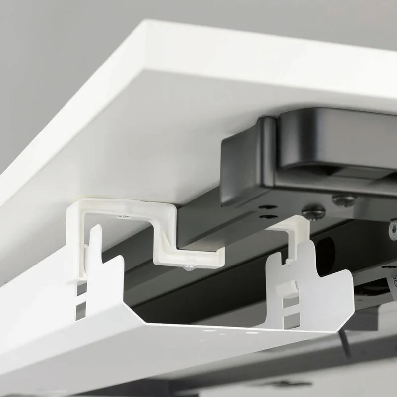 Kabelkanal Kabelwanne für Schreibtisch abklappbar - Weiß / Schwarz / Silber