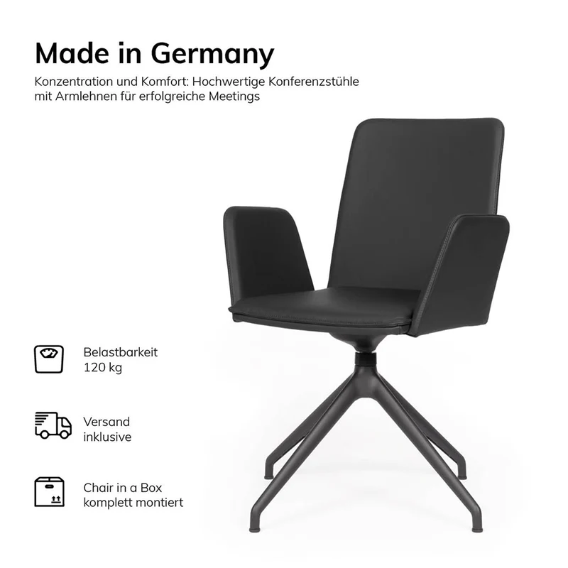 lento Smart Z Besucherstuhl Leder - Konferenzstuhl mit Wippfunktion