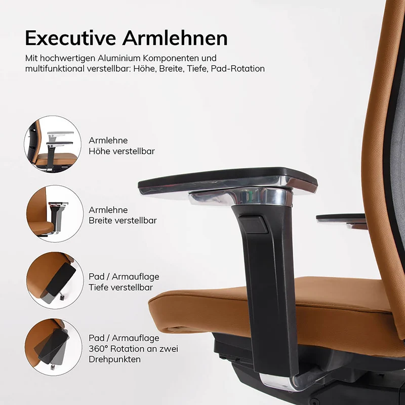 Ergonomischer Bürostuhl Echtleder lento Matrix MT14