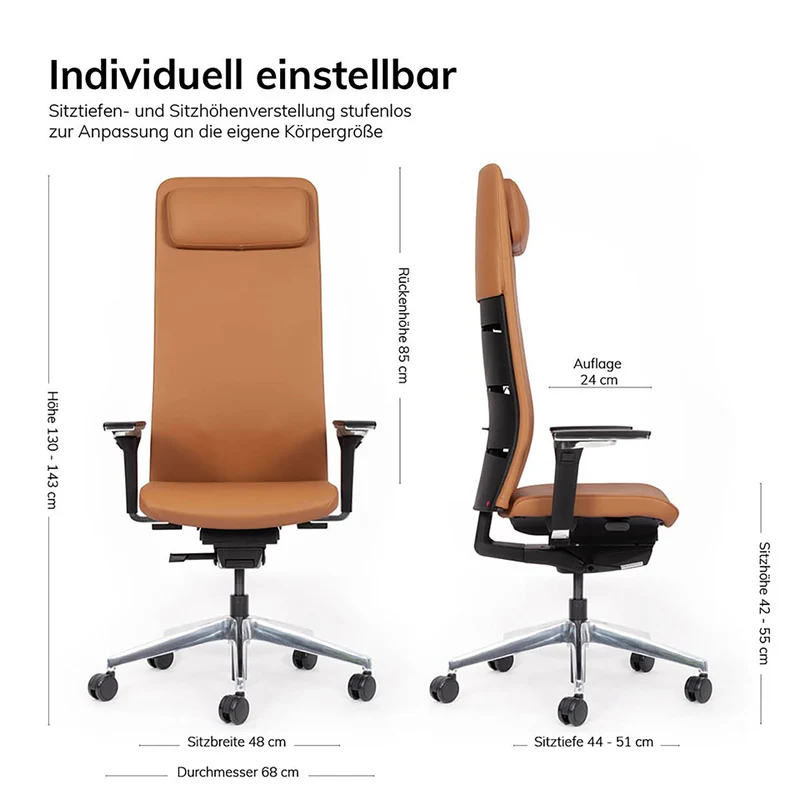 Ergonomischer Bürostuhl Echtleder lento Matrix MT14