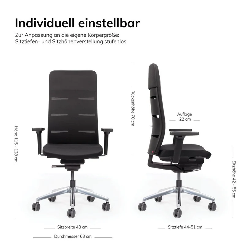 Ergonomischer Bürostuhl Netzrücken lento Matrix MT13 | Anthrazit