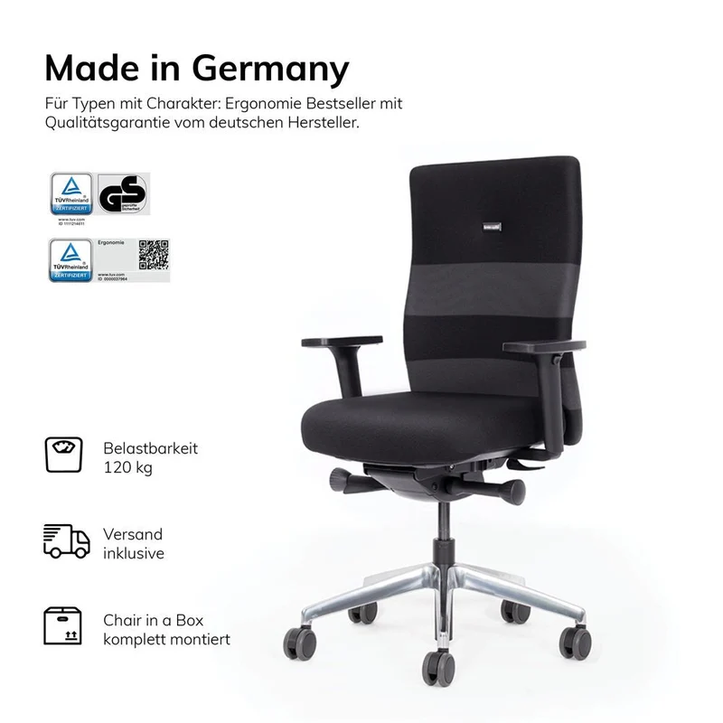 Ergonomischer Bürostuhl lento Agilis AG10 mit Sitzneige & Armlehnen