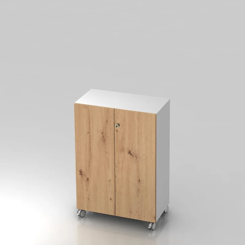 Mobiler Aktenschrank Büroschrank Pure - 3 Ordnerhöhen 80cm breit auf Rollen