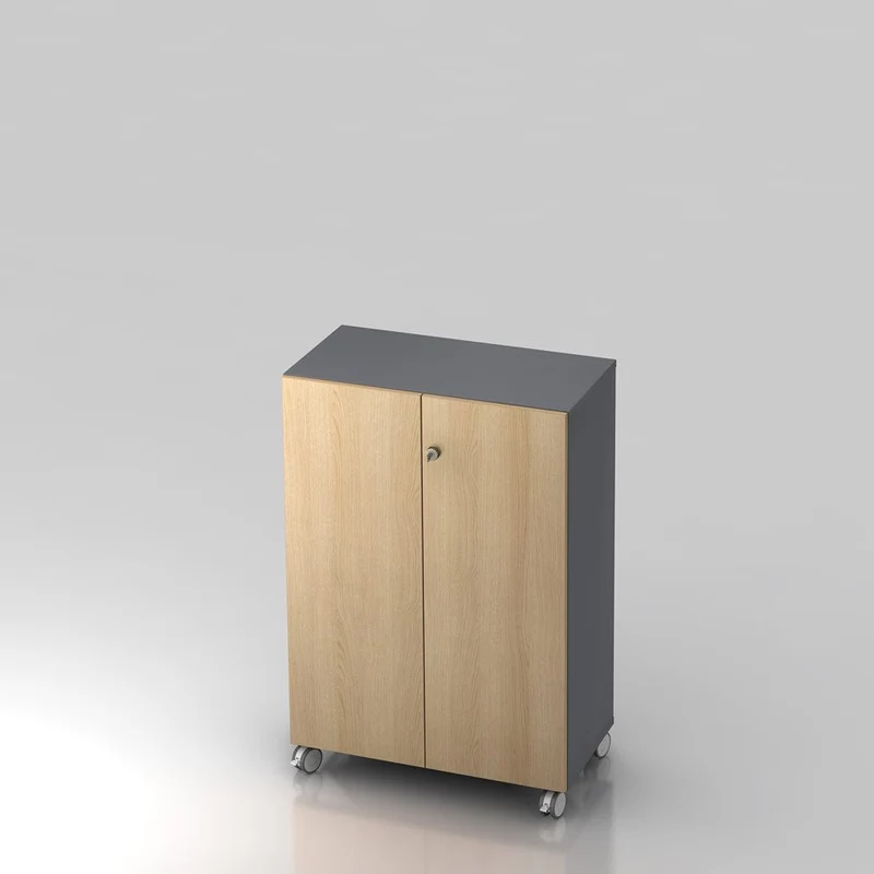 Mobiler Aktenschrank Büroschrank Pure - 3 Ordnerhöhen 80cm breit auf Rollen