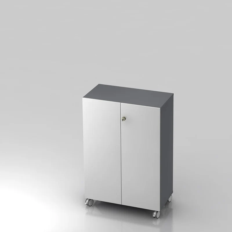 Mobiler Aktenschrank Büroschrank Pure - 3 Ordnerhöhen 80cm breit auf Rollen