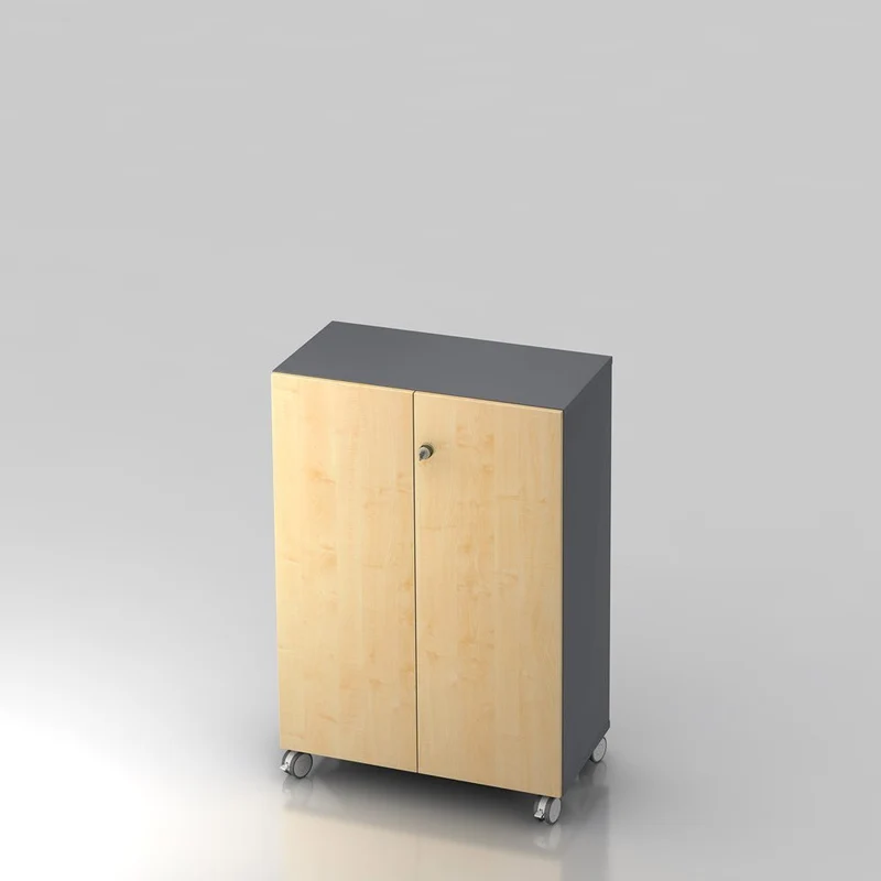 Mobiler Aktenschrank Büroschrank Pure - 3 Ordnerhöhen 80cm breit auf Rollen