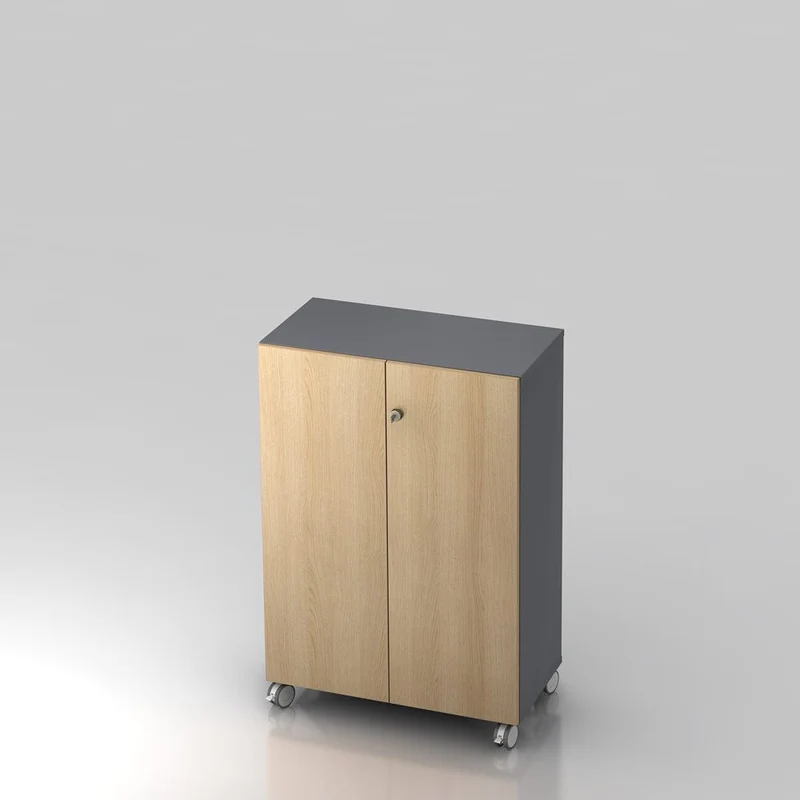 Mobiler Aktenschrank Büroschrank Pure - 3 Ordnerhöhen 80cm breit auf Rollen