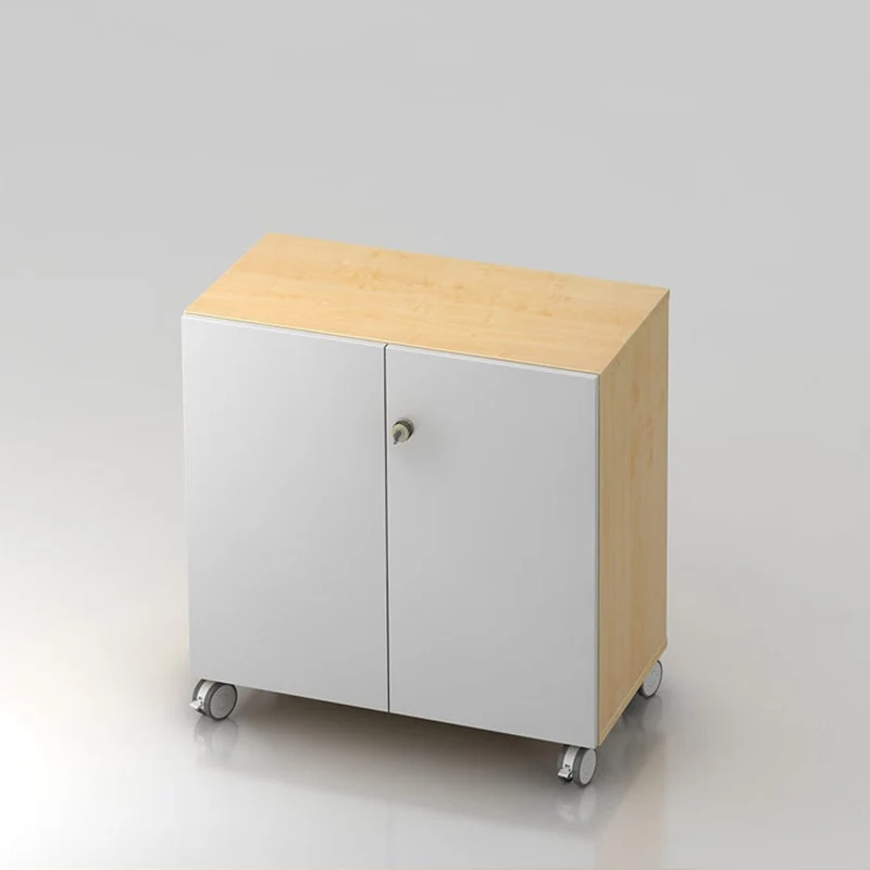 Mobiler Aktenschrank Büroschrank Pure - 2 Ordnerhöhen 80cm breit auf Rollen