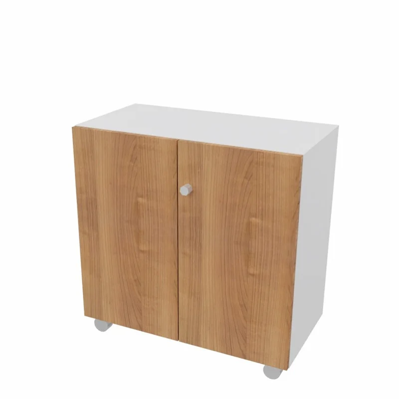 Mobiler Aktenschrank Büroschrank Pure - 2 Ordnerhöhen 80cm breit auf Rollen