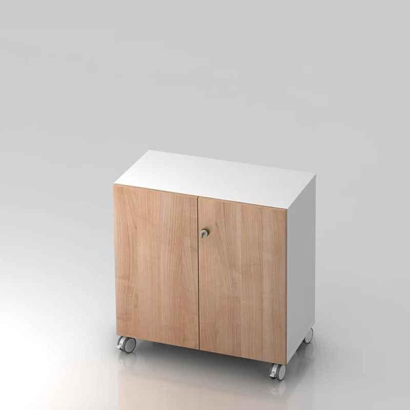 Mobiler Aktenschrank Büroschrank Pure - 2 Ordnerhöhen 80cm breit auf Rollen