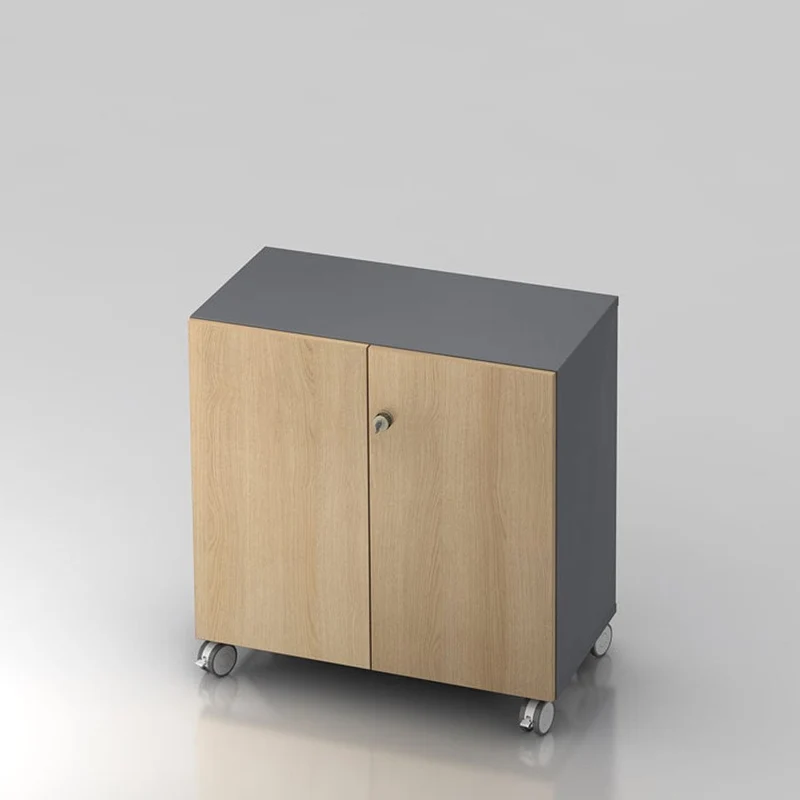 Mobiler Aktenschrank Büroschrank Pure - 2 Ordnerhöhen 80cm breit auf Rollen