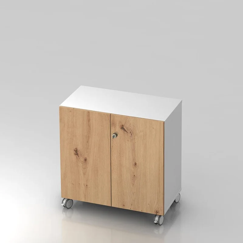 Mobiler Aktenschrank Büroschrank Pure - 2 Ordnerhöhen 80cm breit auf Rollen