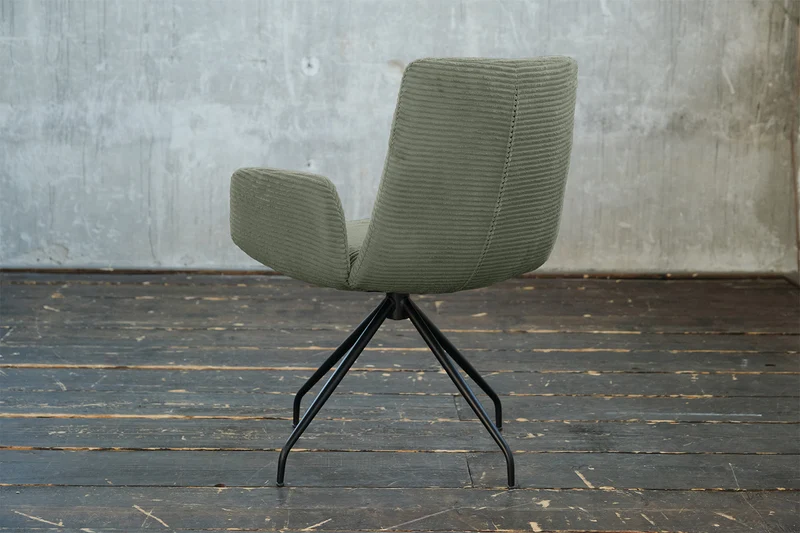 KAWOLA Stuhl NEW CHARME Drehstuhl Esszimmersessel Cord olivgrün