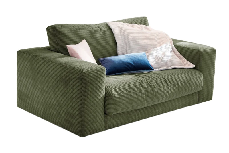 KAWOLA Doppelsessel MADELINE Loveseat Cord olivgrün
