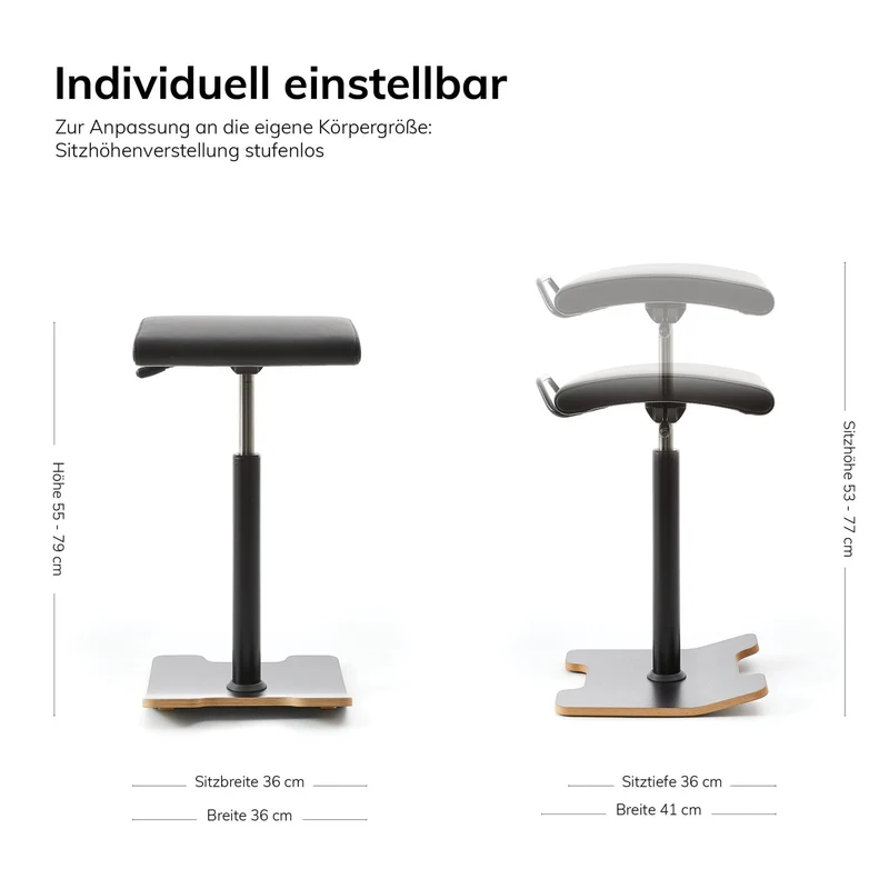 Ergonomischer Bürohocker Hocker - Stehhilfe mit Bodenwippe Lento Sella Activa SA10 - verhindert Rückenschmerzen und Verspannungen
