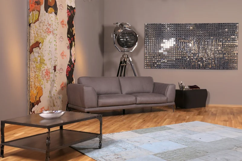 KAWOLA Sofa Deside 3-Sitzer Leder Pallino grau 225x100x82cm (B/T/H)