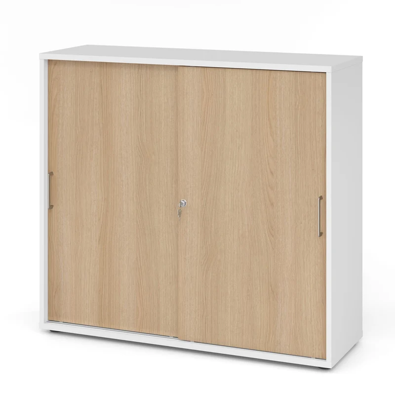 Hammerbacher Schiebetürenschrank 1753S | 3 Ordnerhöhen | abschließbar | 120 x 110 x 40cm