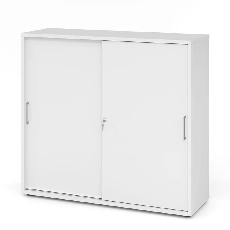 Hammerbacher Schiebetürenschrank 1753S | 3 Ordnerhöhen | abschließbar | 120 x 110 x 40cm