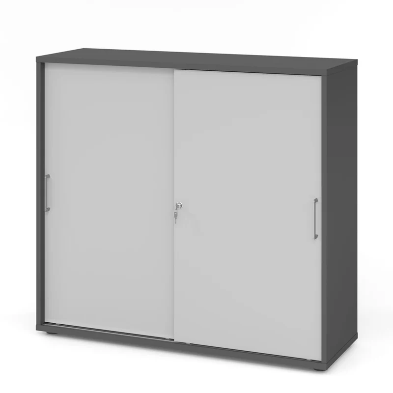 Hammerbacher Schiebetürenschrank 1753S | 3 Ordnerhöhen | abschließbar | 120 x 110 x 40cm