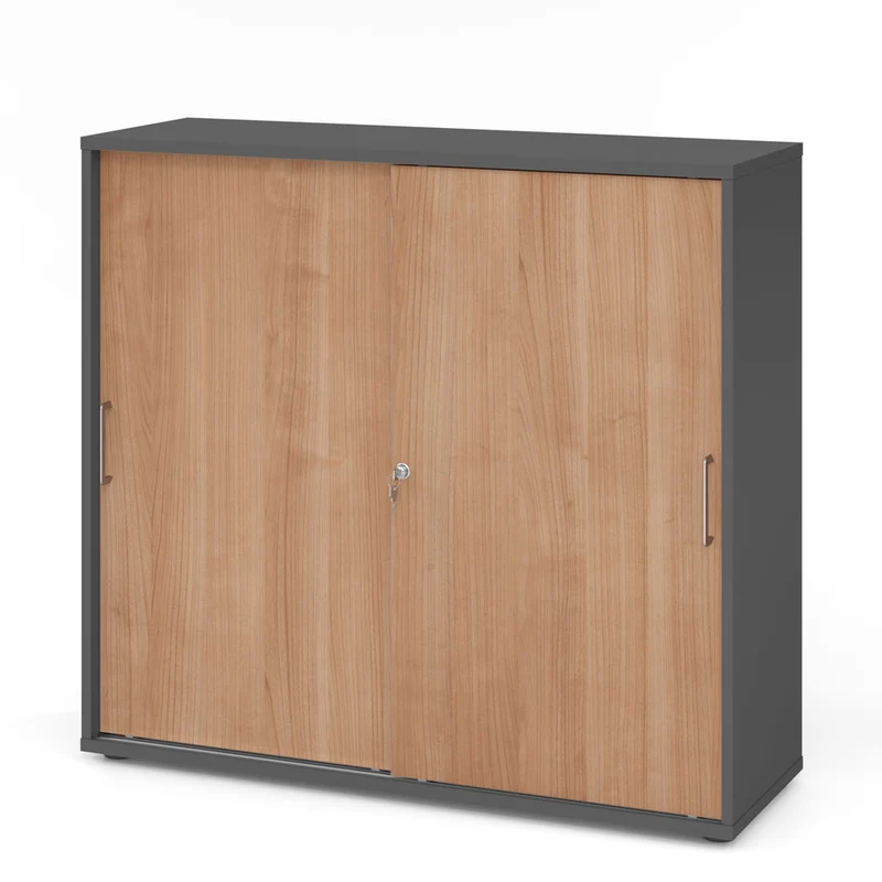 Hammerbacher Schiebetürenschrank 1753S | 3 Ordnerhöhen | abschließbar | 120 x 110 x 40cm