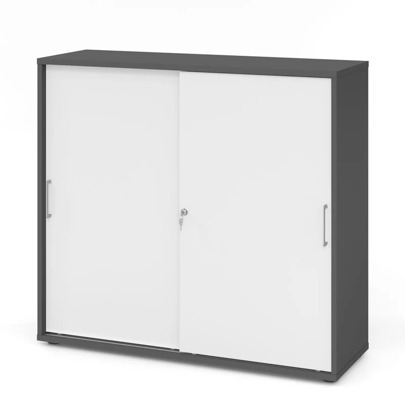 Hammerbacher Schiebetürenschrank 1753S | 3 Ordnerhöhen | abschließbar | 120 x 110 x 40cm
