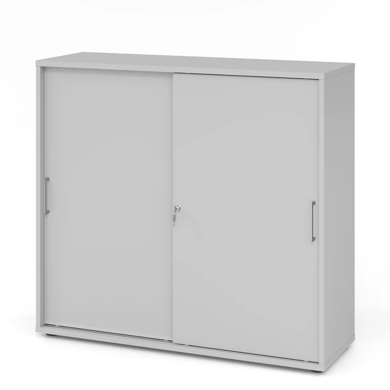 Hammerbacher Schiebetürenschrank 1753S | 3 Ordnerhöhen | abschließbar | 120 x 110 x 40cm