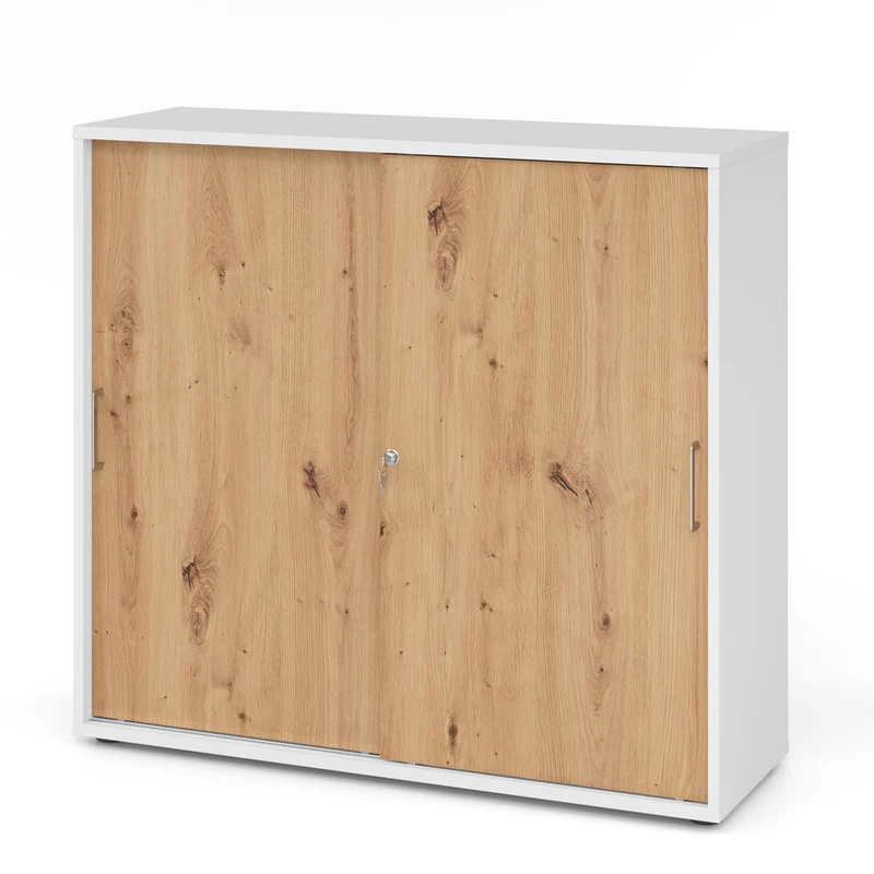 Hammerbacher Schiebetürenschrank 1753S | 3 Ordnerhöhen | abschließbar | 120 x 110 x 40cm