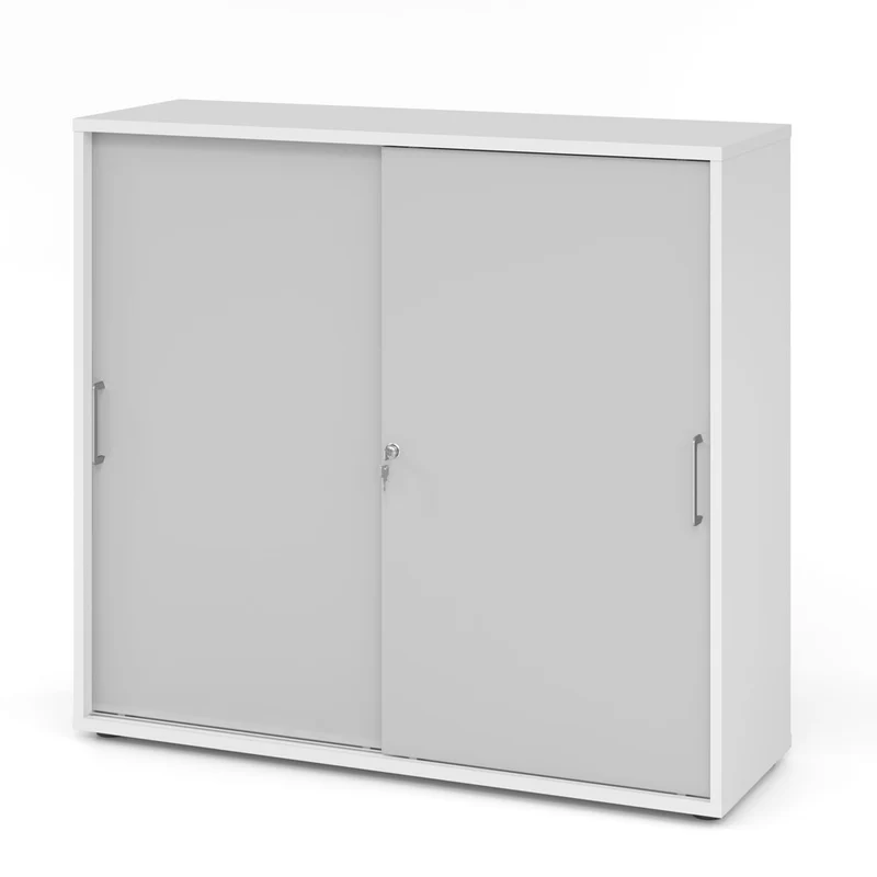 Hammerbacher Schiebetürenschrank 1753S | 3 Ordnerhöhen | abschließbar | 120 x 110 x 40cm