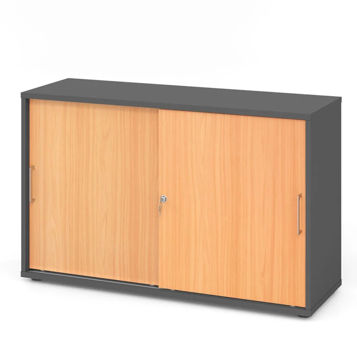 Hammerbacher Schiebetürenschrank 1752S, Holz, abschließbar, 120 x 74,8 x 40cm