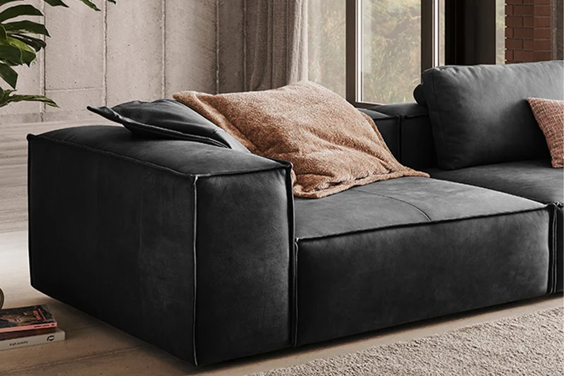 KAWOLA Sofa CARMO 3-Sitzer Leder anthrazit
