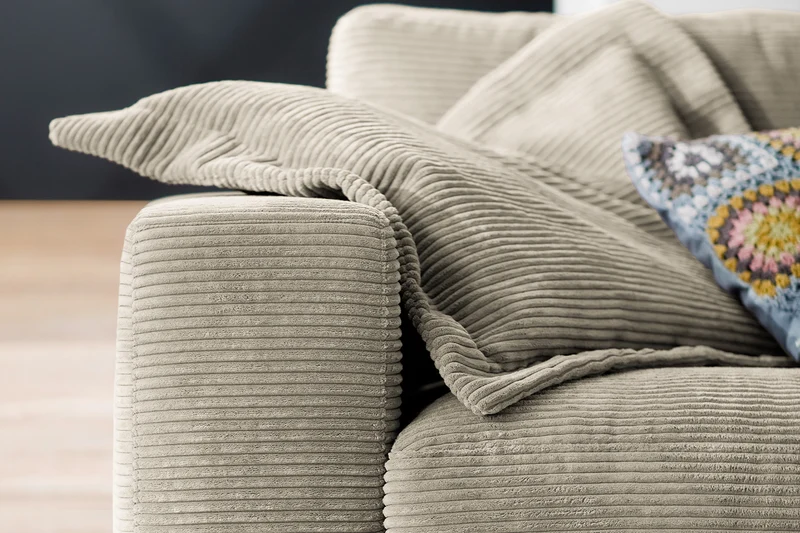 KAWOLA Sofa MADELINE 3-Sitzer Cord steingrau