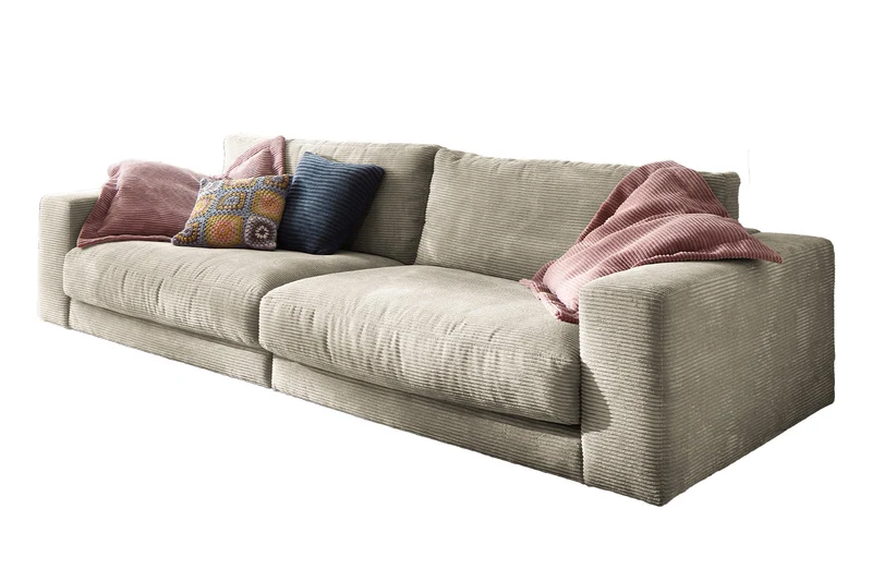 KAWOLA Sofa MADELINE 3-Sitzer Cord steingrau