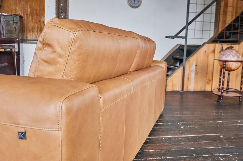 KAWOLA Sofa BODHI 3-Sitzer Leder hellbraun
