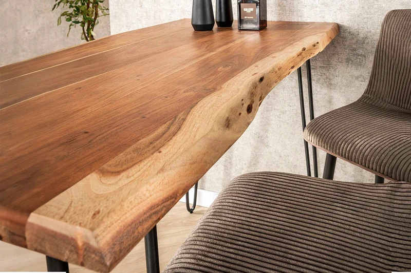KAWOLA Bartisch ERGEA Stehtisch Baumkante Akazie massiv natur 130x70 cm