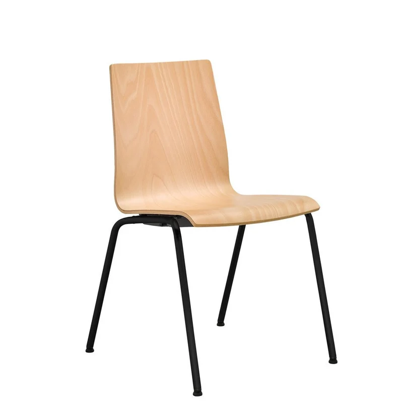 Stapelstuhl Besucherstuhl 4-Fuß PLUS 5 Buchenschale - Holz-Schalenstühle Stapelstuhl Robust & Pflegeleicht- Auf Rechnung kaufen