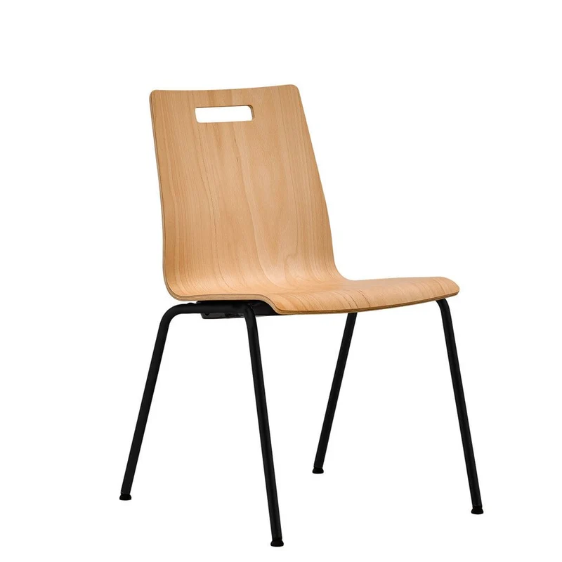 Stapelstuhl Besucherstuhl 4-Fuß PLUS 5 Buchenschale - Holz-Schalenstühle Stapelstuhl Robust & Pflegeleicht- Auf Rechnung kaufen