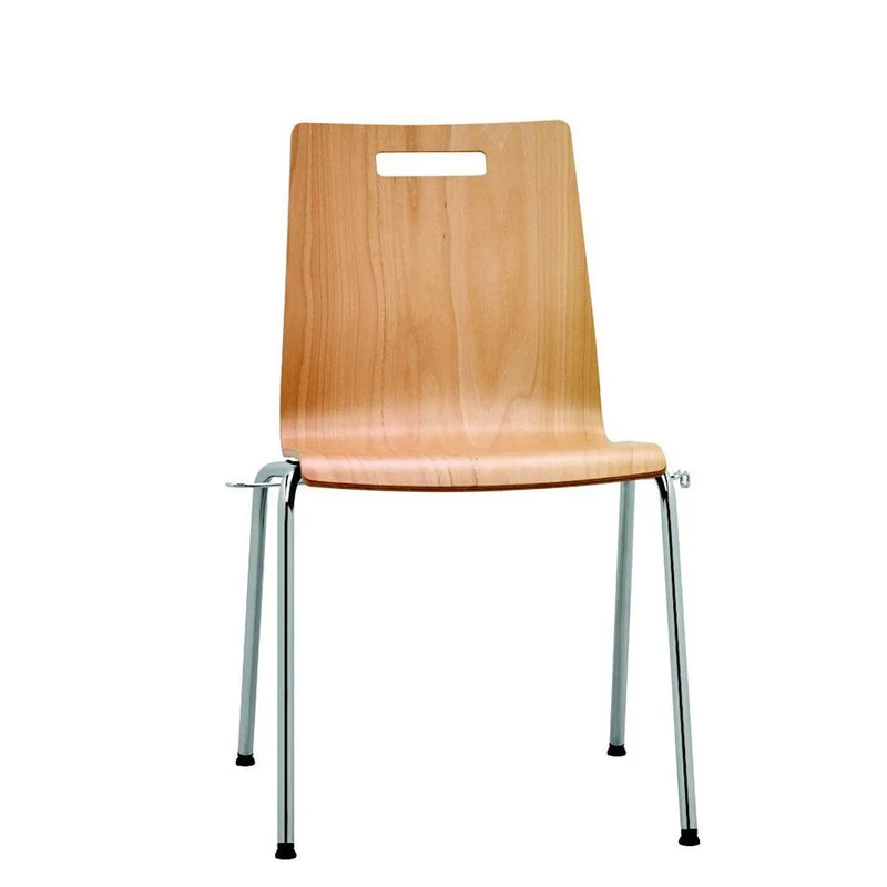 Stapelstuhl Besucherstuhl 4-Fuß PLUS 5 mit Polster - Holzschalenstühle Robust & Pflegeleicht- Auf Rechnung kaufen