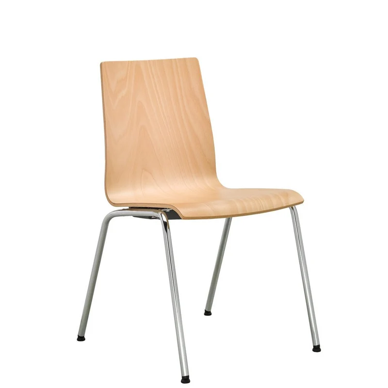 Stapelstuhl Besucherstuhl 4-Fuß PLUS 5 mit Polster - Holzschalenstühle Robust & Pflegeleicht- Auf Rechnung kaufen