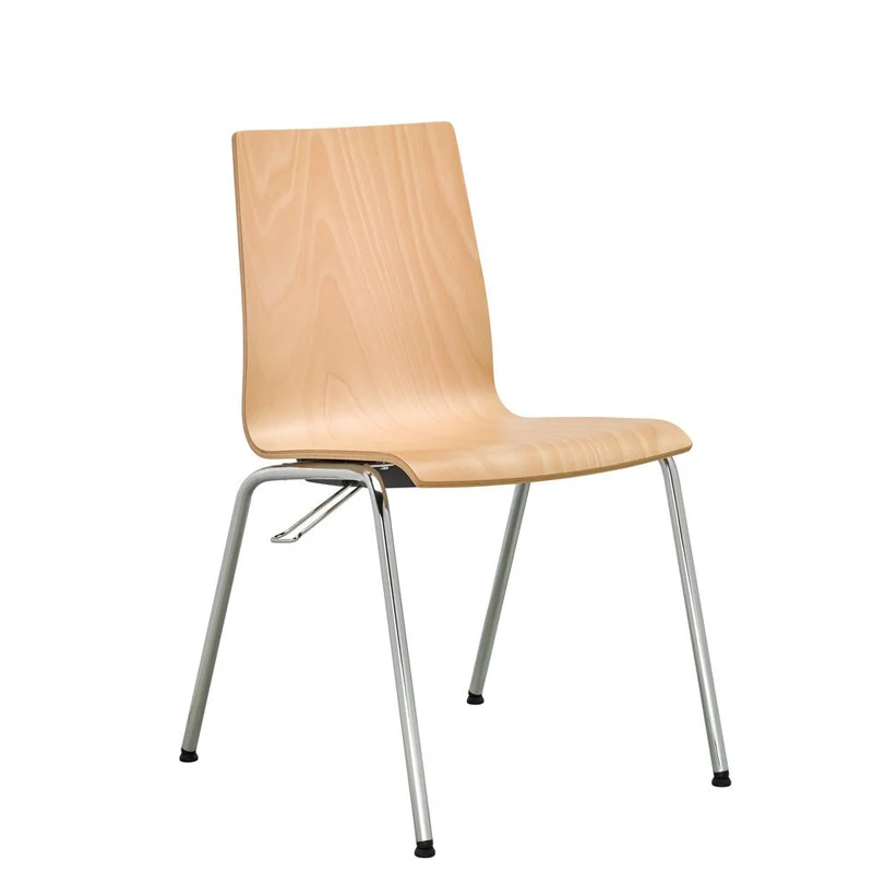Stapelstuhl Besucherstuhl 4-Fuß PLUS 5 mit Polster - Holzschalenstühle Robust & Pflegeleicht- Auf Rechnung kaufen