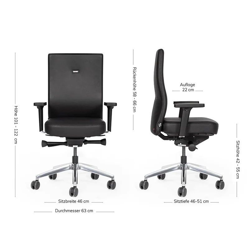 Ergonomischer Bürostuhl Agilis AG10 | Comfort | Leder